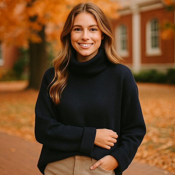 Altar'd State Black Turtleneck Sweater M Oversized Cozy Soft Knit Fall NWT - Picture 1 of 9